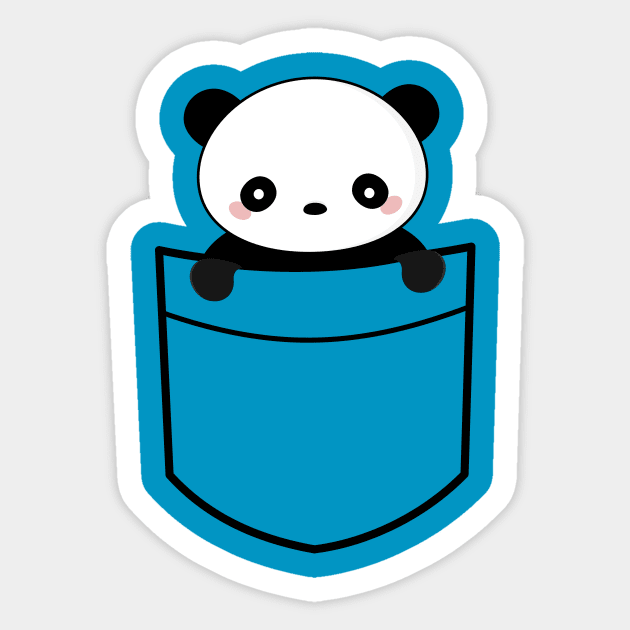 Kawaii Pocket Panda Bear T-Shirt Sticker by happinessinatee